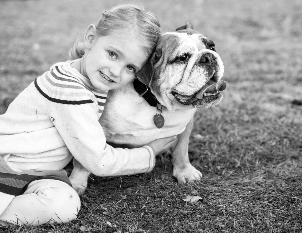 Young girl and her pet dog